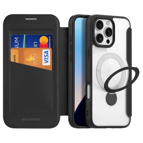 Etui Dux Ducis Skin X Pro na iPhone 16 Pro Max z MagSafe, klapką i podstawką - czarne Etui Dux Ducis Skin X Pro na iPhone 16 Pro Max z MagSafe, klapką i podstawką - czarne
