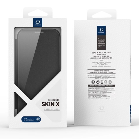Etui Dux Ducis Skin X Pro na iPhone 16 Pro Max z MagSafe, klapką i podstawką - czarne Etui Dux Ducis Skin X Pro na iPhone 16 Pro Max z MagSafe, klapką i podstawką - czarne