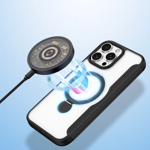 Etui Dux Ducis Skin X Pro na iPhone 16 Pro Max z MagSafe, klapką i podstawką - czarne Etui Dux Ducis Skin X Pro na iPhone 16 Pro Max z MagSafe, klapką i podstawką - czarne