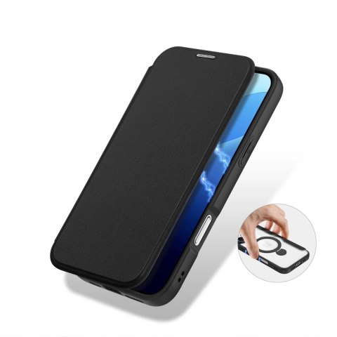 Etui Dux Ducis Skin X Pro na iPhone 16 Pro Max z MagSafe, klapką i podstawką - czarne Etui Dux Ducis Skin X Pro na iPhone 16 Pro Max z MagSafe, klapką i podstawką - czarne