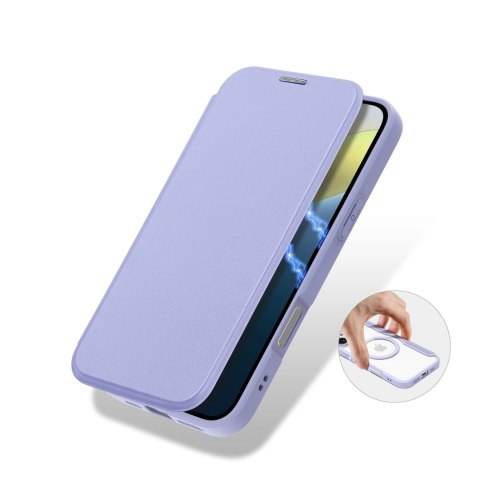 Etui Dux Ducis Skin X Pro na iPhone 16 z MagSafe i klapką - fioletowe
