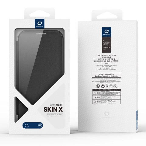 Etui Dux Ducis Skin X Pro na iPhone 16 z MagSafe, klapką i podstawką - czarne