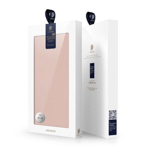 Etui Dux Ducis Skin Pro na iPhone 16 z klapką i miejscem na kartę - różowe