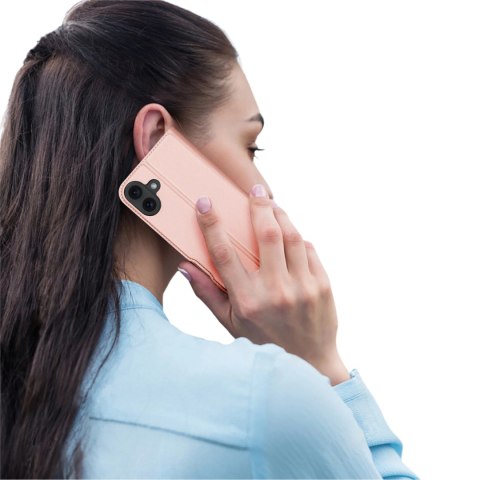 Etui Dux Ducis Skin Pro na iPhone 16 z klapką i miejscem na kartę - różowe