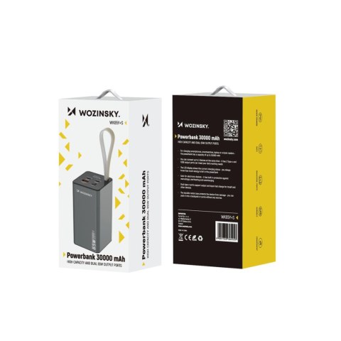 Powerbank Wozinsky K65+ 65W 30000mAh 2x USB-C, 1x USB-A 65W - czarny Powerbank Wozinsky K65+ 65W 30000mAh 2x USB-C, 1x USB-A 65W - czarny