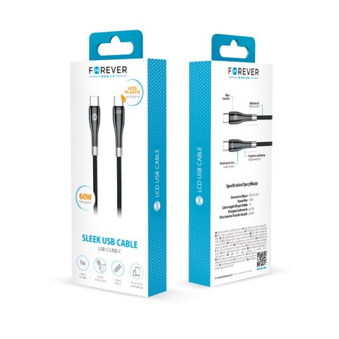 Forever kabel Sleek USB-C - USB-C 1,0 m 60W czarny Forever kabel Sleek USB-C - USB-C 1,0 m 60W czarny