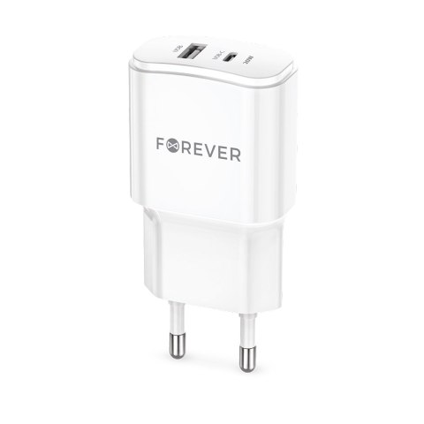 Forever ładowarka sieciowa PD QC TC-01-20AC 1x USB-C 1x USB 20W biała Forever ładowarka sieciowa PD QC TC-01-20AC 1x USB-C 1x USB 20W biała