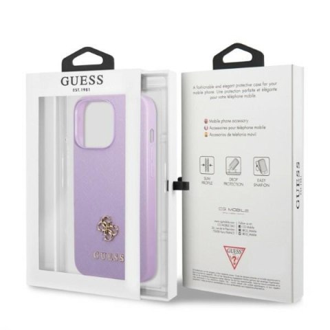 Guess nakładka do iPhone 13 / 13 Pro 6,1" GUHCP13LPS4MU purpurowa hardcase Saffiano 4G Small Metal Logo Guess nakładka do iPhone 13 / 13 Pro 6,1" GUHCP13LPS4MU purpurowa hardcase Saffiano 4G Small Metal Logo