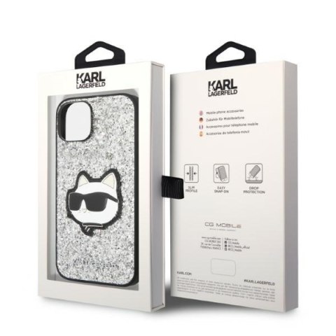 Karl Lagerfeld nakładka do iPhone 14 Plus 6,7" KLHCP14MG2CPS srebrna hardcase Glitter Choupette Patch
