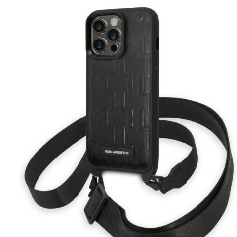 Karl Lagerfeld nakładka do iPhone 14 Pro 6,1" KLHCP14LSTMMK czarna hardcase Monogram Plaque Logo Strap