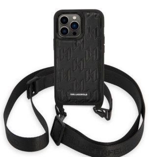 Karl Lagerfeld nakładka do iPhone 14 Pro 6,1" KLHCP14LSTMMK czarna hardcase Monogram Plaque Logo Strap