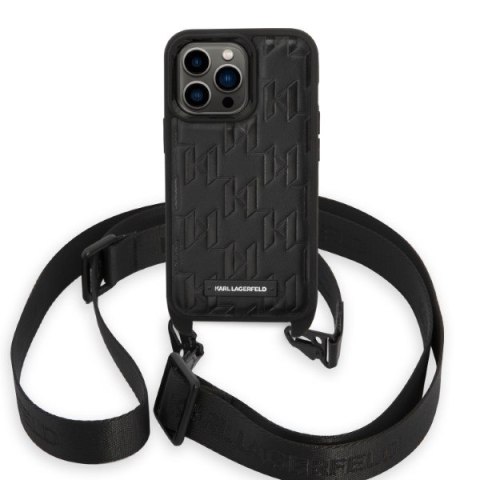 Karl Lagerfeld nakładka do iPhone 14 Pro 6,1" KLHCP14LSTMMK czarna hardcase Monogram Plaque Logo Strap