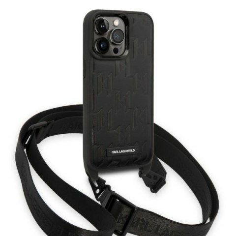 Karl Lagerfeld nakładka do iPhone 14 Pro 6,1" KLHCP14LSTMMK czarna hardcase Monogram Plaque Logo Strap