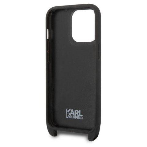 Karl Lagerfeld nakładka do iPhone 14 Pro 6,1" KLHCP14LSTMMK czarna hardcase Monogram Plaque Logo Strap