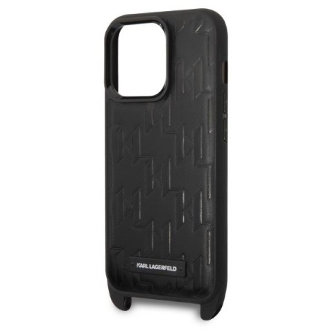 Karl Lagerfeld nakładka do iPhone 14 Pro 6,1" KLHCP14LSTMMK czarna hardcase Monogram Plaque Logo Strap