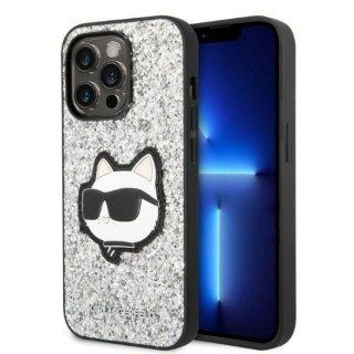 Karl Lagerfeld nakładka do iPhone 14 Pro Max 6,7" KLHCP14XG2CPS srebrna hardcase Glitter Choupette Patch