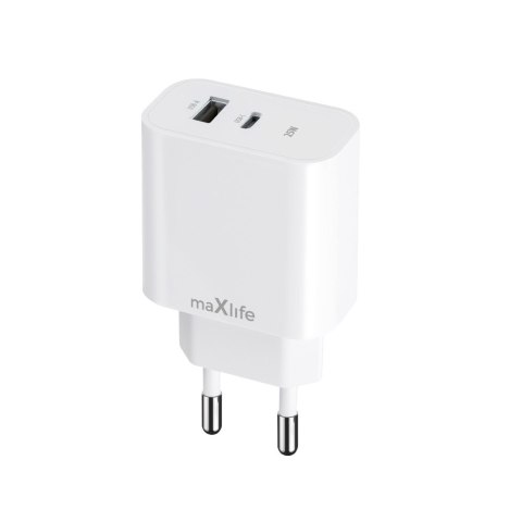 Maxlife ładowarka sieciowa PD QC MXTC-06-25AC 1x USB-C 1x USB 25W biała Maxlife ładowarka sieciowa PD QC MXTC-06-25AC 1x USB-C 1x USB 25W biała