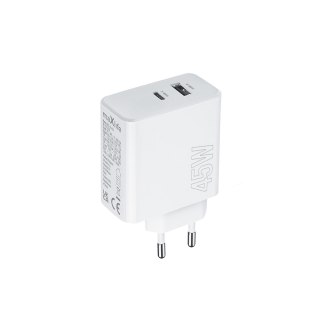 Maxlife ładowarka sieciowa PD QC MXTC-07-45AC 1x USB-C 1x USB 45W biała