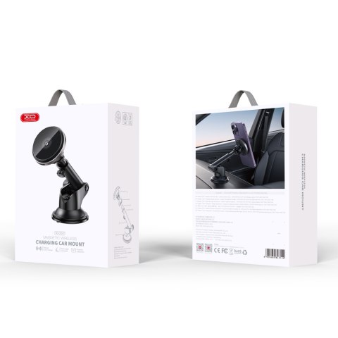 XO uchwyt samochodowy CX017 magnetyczny z ładowaniem bezprzewodowym indukcyjnym czarny 15W z przyssawką XO uchwyt samochodowy CX017 magnetyczny z ładowaniem bezprzewodowym indukcyjnym czarny 15W z przyssawką