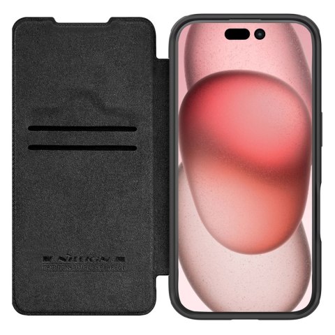 Etui Nillkin Qin Prop Leather Case z osłoną na aparat i podstawką na iPhone 16 Pro - czarne Etui Nillkin Qin Prop Leather Case z osłoną na aparat i podstawką na iPhone 16 Pro - czarne