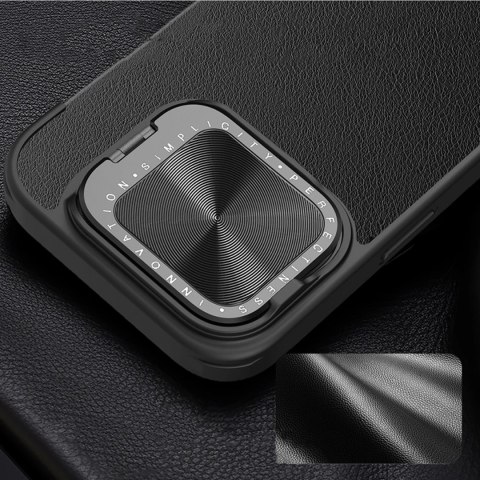 Etui Nillkin Qin Prop Leather Case z osłoną na aparat i podstawką na iPhone 16 Pro - czarne Etui Nillkin Qin Prop Leather Case z osłoną na aparat i podstawką na iPhone 16 Pro - czarne