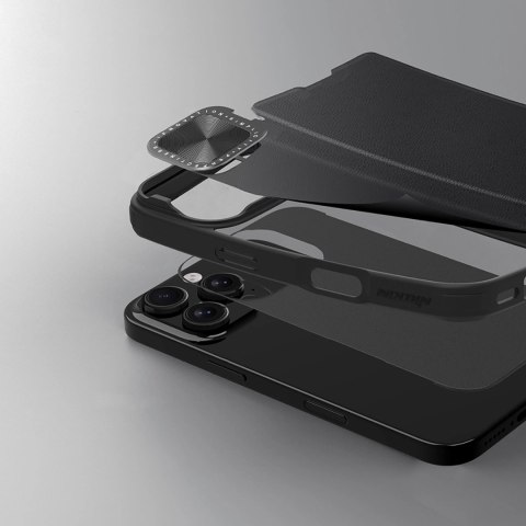 Etui Nillkin Qin Prop Leather Case z osłoną na aparat i podstawką na iPhone 16 Pro - czarne Etui Nillkin Qin Prop Leather Case z osłoną na aparat i podstawką na iPhone 16 Pro - czarne