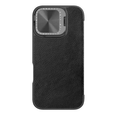 Etui Nillkin Qin Prop Leather Case z osłoną na aparat i podstawką na iPhone 16 - czarne Etui Nillkin Qin Prop Leather Case z osłoną na aparat i podstawką na iPhone 16 - czarne