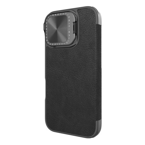 Etui Nillkin Qin Prop Leather Case z osłoną na aparat i podstawką na iPhone 16 - czarne Etui Nillkin Qin Prop Leather Case z osłoną na aparat i podstawką na iPhone 16 - czarne