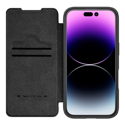 Etui Nillkin Qin Prop Leather Case z osłoną na aparat i podstawką na iPhone 16 - czarne Etui Nillkin Qin Prop Leather Case z osłoną na aparat i podstawką na iPhone 16 - czarne