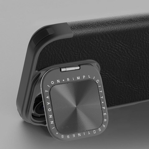 Etui Nillkin Qin Prop Leather Case z osłoną na aparat i podstawką na iPhone 16 - czarne Etui Nillkin Qin Prop Leather Case z osłoną na aparat i podstawką na iPhone 16 - czarne
