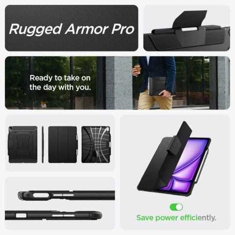Etui Spigen Rugged Armor Pro na iPad Air 13" 2024 - czarne Etui Spigen Rugged Armor Pro na iPad Air 13" 2024 - czarne