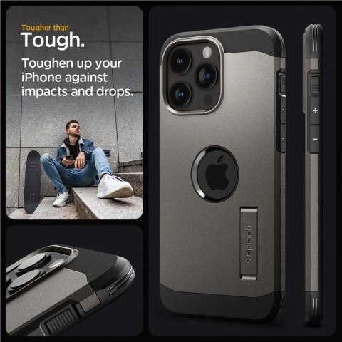 Etui Spigen Tough Armor MagSafe na iPhone 15 Pro Max - metaliczny szary Etui Spigen Tough Armor MagSafe na iPhone 15 Pro Max - metaliczny szary