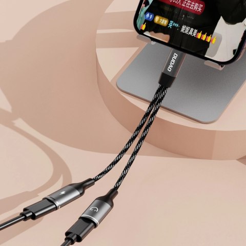 Adapter Dudao L13C+ 2w1 USB-C - szary Adapter Dudao L13C+ 2w1 USB-C - szary