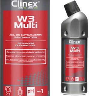 Doskonały płyn do mycia łazienek urządzeń sanitarnych fug CLINEX W3 Multi 1L