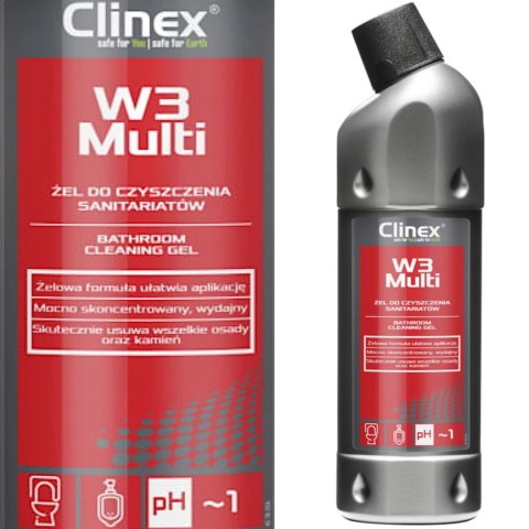 Doskonały płyn do mycia łazienek urządzeń sanitarnych fug CLINEX W3 Multi 1L Doskonały płyn do mycia łazienek urządzeń sanitarnych fug CLINEX W3 Multi 1L