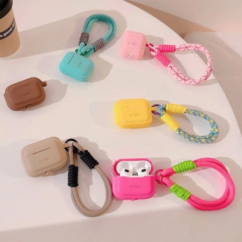 Etui Tech-Protect Silicone Rope na Apple AirPods Pro 1 / 2 - jasnobrązowy