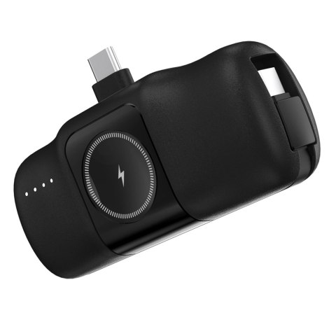 Mini powerbank Wozinsky WF16-YCS 5000mAh 15W USB-C z wbudowanym kablem USB-C i ładowarką do Apple Watch - czarny Mini powerbank Wozinsky WF16-YCS 5000mAh 15W USB-C z wbudowanym kablem USB-C i ładowarką do Apple Watch - czarny