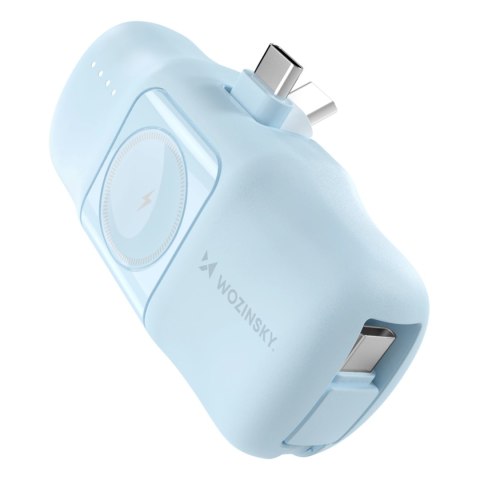 Mini powerbank Wozinsky WF16-YCS 5000mAh 15W USB-C z wbudowanym kablem USB-C i ładowarką do Apple Watch - niebieski Mini powerbank Wozinsky WF16-YCS 5000mAh 15W USB-C z wbudowanym kablem USB-C i ładowarką do Apple Watch - niebieski
