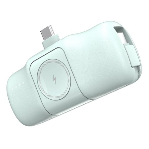 Mini powerbank Wozinsky WF16-YCS 5000mAh 15W USB-C z wbudowanym kablem USB-C i ładowarką do Apple Watch - zielony Mini powerbank Wozinsky WF16-YCS 5000mAh 15W USB-C z wbudowanym kablem USB-C i ładowarką do Apple Watch - zielony