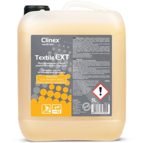 Płyn do maszynowego i ręcznego prania dywanów i tapicerki CLINEX Textile EXT 5L Płyn do maszynowego i ręcznego prania dywanów i tapicerki CLINEX Textile EXT 5L