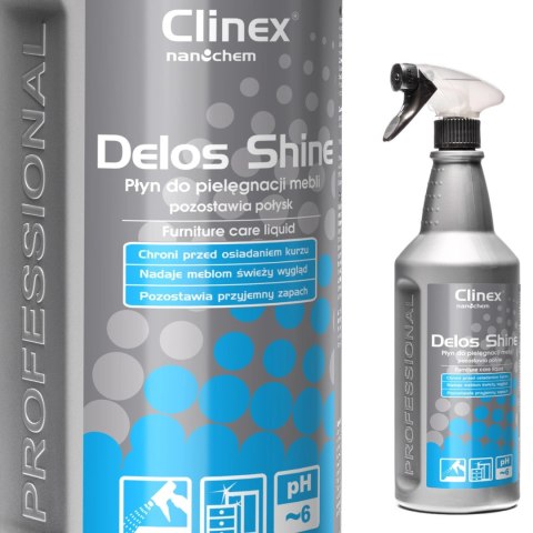 Płyn do mebli drewnianych antystatyczny nabłyszczający CLINEX Delos Shine 1L Płyn do mebli drewnianych antystatyczny nabłyszczający CLINEX Delos Shine 1L