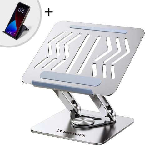Podstawka pod laptopa, tablet Wozinsky WRS-CPY84SS aluminiowa + Gratis! podstawka do smartfona - srebrna Podstawka pod laptopa, tablet Wozinsky WRS-CPY84SS aluminiowa + Gratis! podstawka do smartfona - srebrna