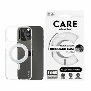 Etui CARE by PanzerGlass Kickstand Case MagSafe na iPhone 15 Pro Max - srebrne