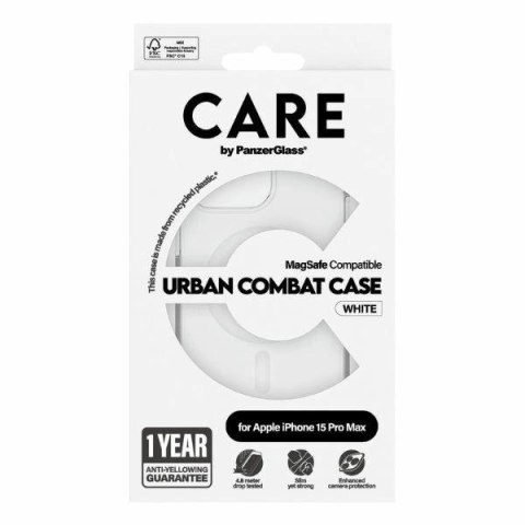 Etui CARE by PanzerGlass Urban Combat Case MagSafe na iPhone 15 Pro Max - białe