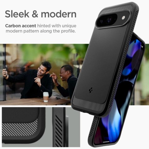 Etui Spigen Rugged Armor na Google Pixel 9 / 9 Pro - czarne Etui Spigen Rugged Armor na Google Pixel 9 / 9 Pro - czarne