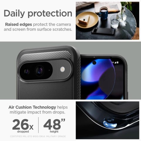 Etui Spigen Rugged Armor na Google Pixel 9 / 9 Pro - czarne Etui Spigen Rugged Armor na Google Pixel 9 / 9 Pro - czarne