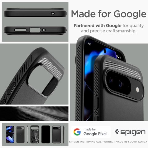 Etui Spigen Rugged Armor na Google Pixel 9 / 9 Pro - czarne Etui Spigen Rugged Armor na Google Pixel 9 / 9 Pro - czarne