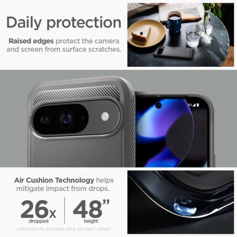 Etui Spigen Rugged Armor na Google Pixel 9 / 9 Pro - szare Etui Spigen Rugged Armor na Google Pixel 9 / 9 Pro - szare