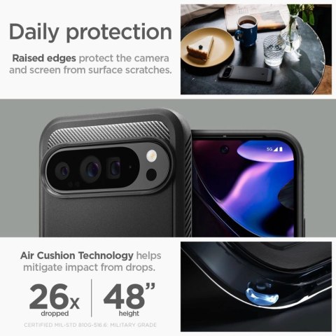 Etui Spigen Rugged Armor na Google Pixel 9 Pro XL - czarne Etui Spigen Rugged Armor na Google Pixel 9 Pro XL - czarne