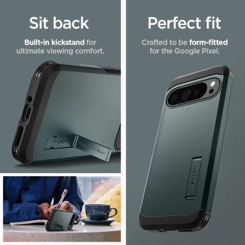 Etui Spigen Tough Armor na Google Pixel 9 Pro XL - zielone Etui Spigen Tough Armor na Google Pixel 9 Pro XL - zielone